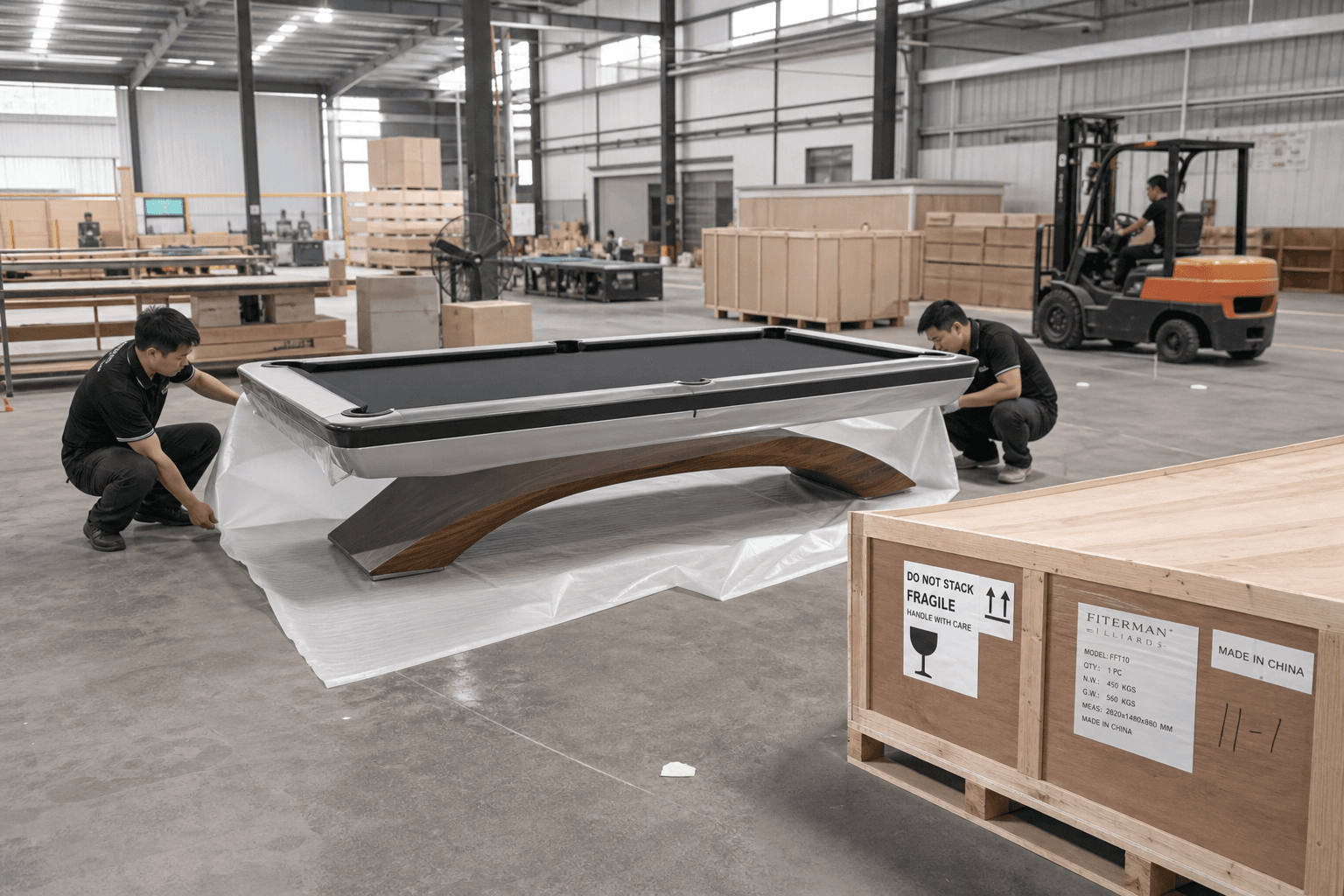 Shipping prep — crating for international delivery.