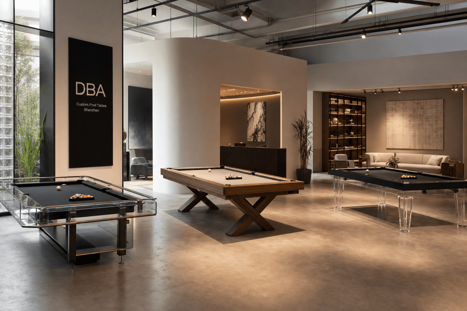 Dongguan-area showroom — staged for scale, finish, and model comparison.