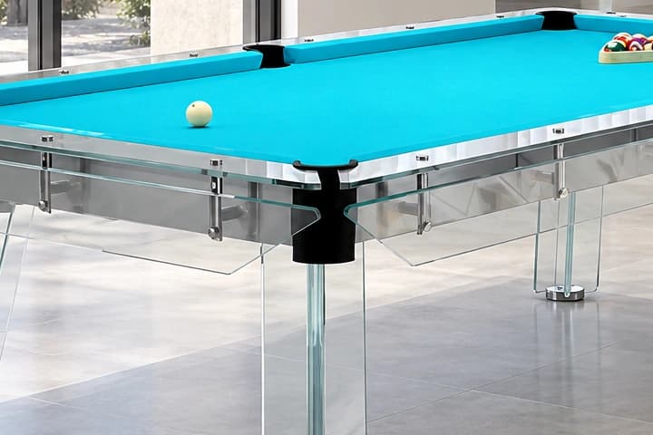 AI-generated Glass concept detail showing the corner pocket and transparent rails
